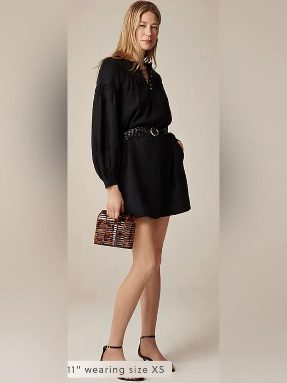 J.Crew Tall gathered popover dress in linen